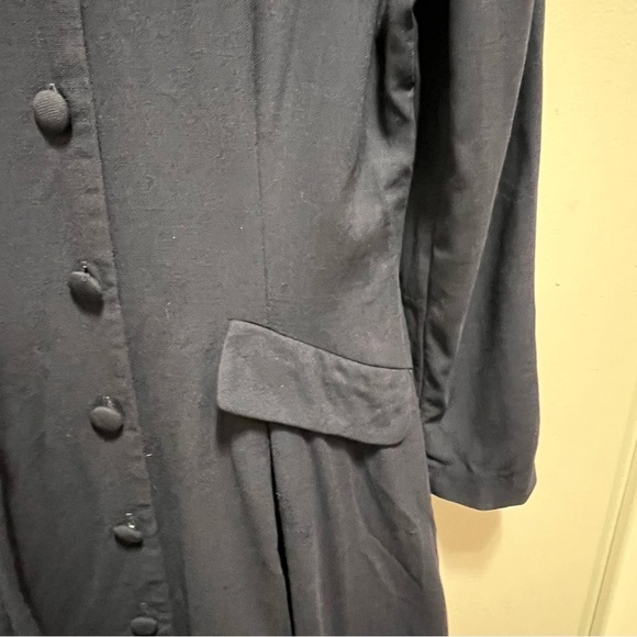 Vintage Talbots Navy Blue Wool Long Sleeve Button Down Maxi Dress Size 8 - Picture 6 of 11